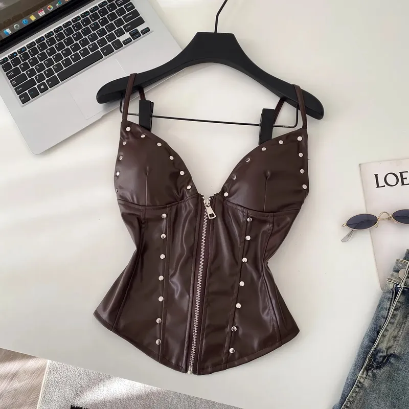 Chic sexy PU basic Camis Fashion Tank Top Women Summer Crop Top Bodysuits Hotsweet Streetwear — image 8