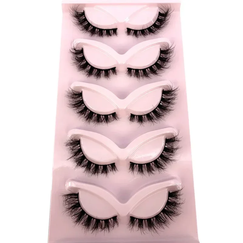 New Cat Eye Lashes 5/7/10 pairs 3D Faux Mink Eyelashes Winged Fluffy Fake Lashes Soft Natural long Full Strip Lash Make — image 23