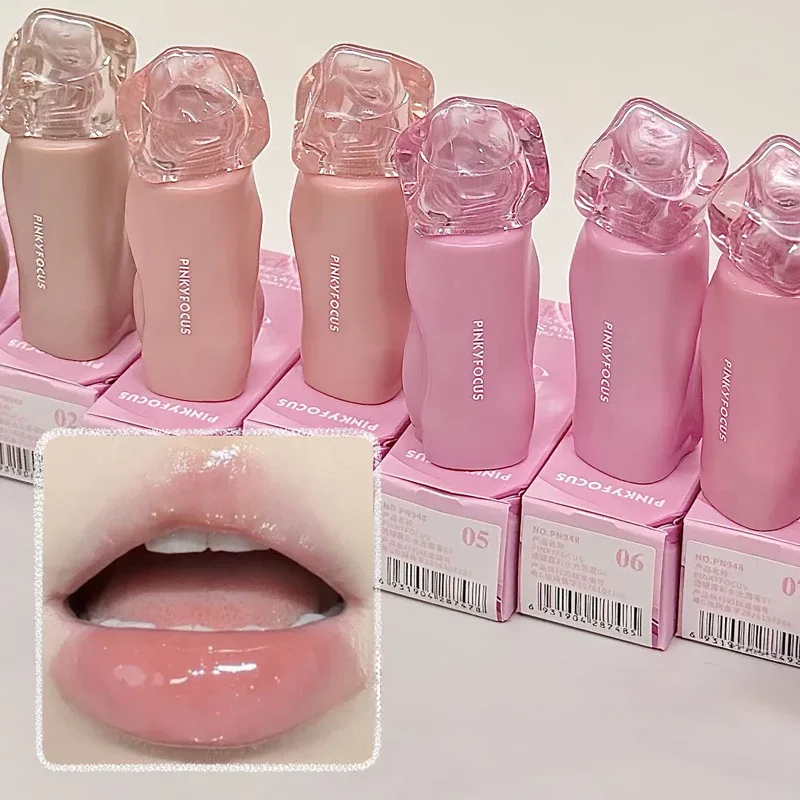 Pinkyfocus Lipstick Glossy Mirror Lip Gloss Ενυδατικό Ενυδατικό Ζουμερό Nude Lip Tint Κραγιόν μακράς διαρκείας καθημερινό φυσικό μακιγιάζ — image 3