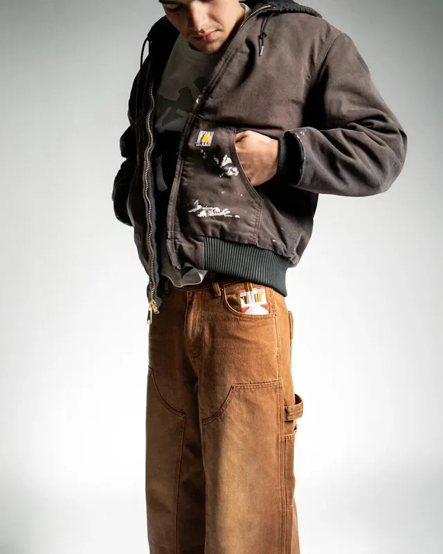 Brown Carpenter Jeans Men Women Heavy Pocket Embroidery Wide Leg Detail Streetwear Casual Fashion Pants Loose Fit Soft Y2K — image 3