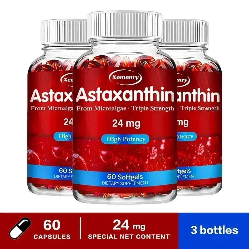 Astaxantina 24 Mg - Promove a saúde cardiovascular Acelera o metabolismo Mantém a saúde das articulações dos olhos e da pele Antioxidante
