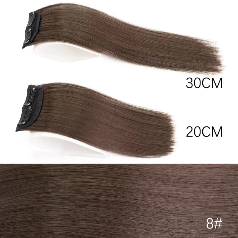 Extension de cheveux synthétiques lisses invisibles à Clip, 20/30cm, une pièce, couverture supérieure et latérale, postiche moelleuse pour femmes — image 12