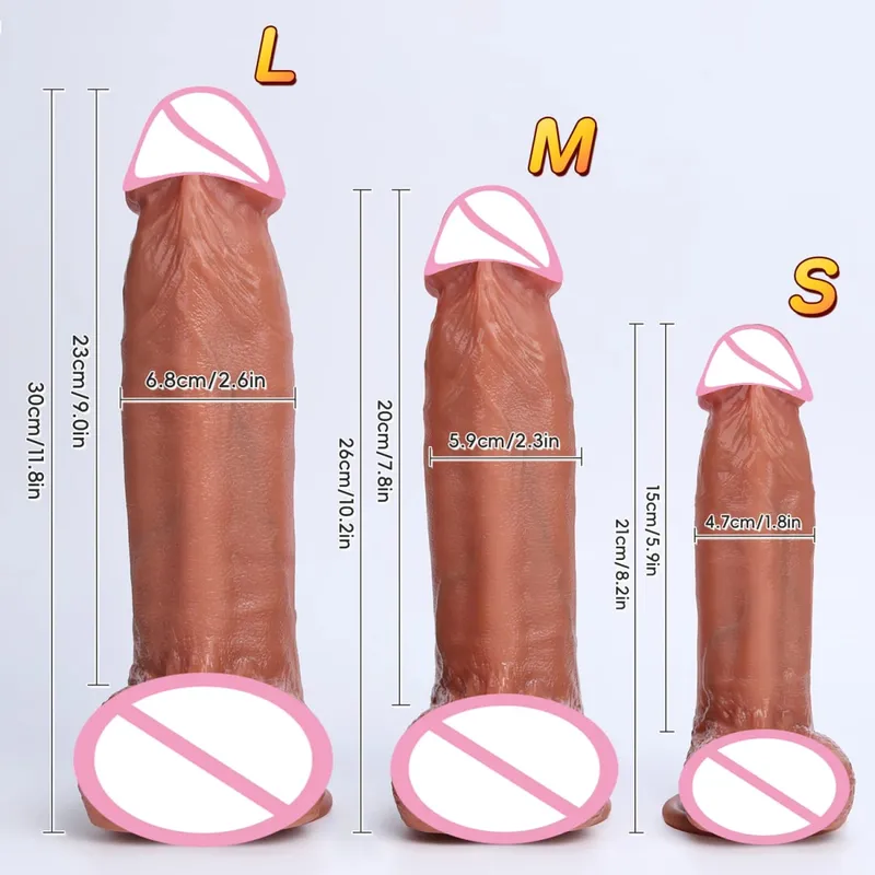 3 storlekar Realistisk XXL Tjock Penis Mjuk Silikon Dildo Man Könsorgan Vaginal Onani Sugkopp Dick Kvinna Analsexleksaker 18 — image 3
