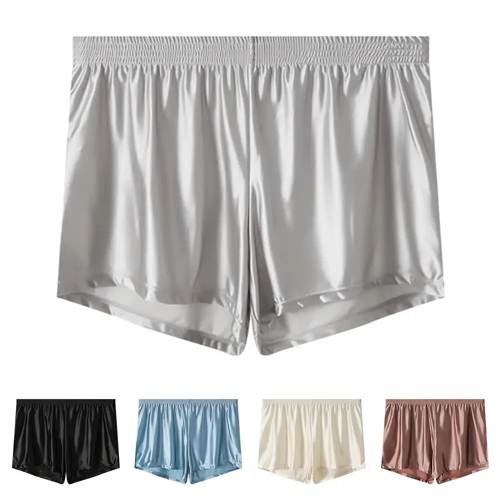 1pc Men Ice Silk Smooth Solid Boxer Shorts Panties L-3XL Large Size Loose Sleepwear Underwear Trunks Seamless Comfy Sleepwear — image 10