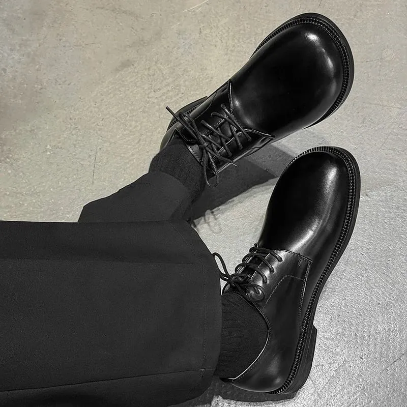 Men Round Toe Lace Up Derby Shoes Retro Simple Non Slip Breathable Comfortable Fashionable Commuting Shoes — image 7