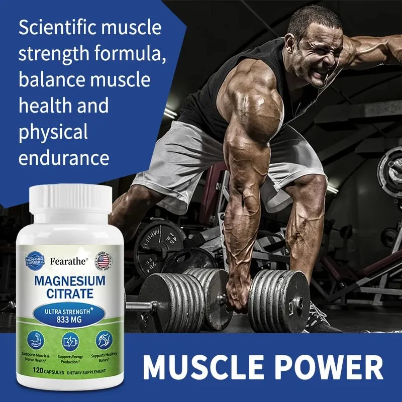 Magnesium Citrate Capsules Highly Absorbable Nutritional Supports Relaxation Sleep Bone Heart Nerve Muscle & Metabolism — image 3