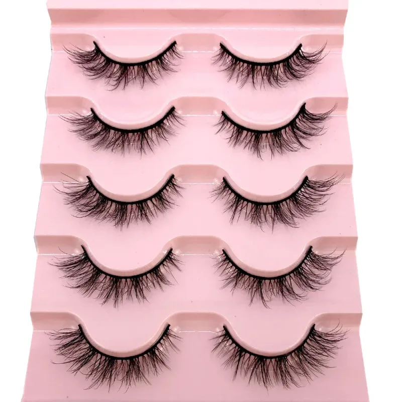 New Cat Eye Lashes 5/7/10 pairs 3D Faux Mink Eyelashes Winged Fluffy Fake Lashes Soft Natural long Full Strip Lash Make — image 44