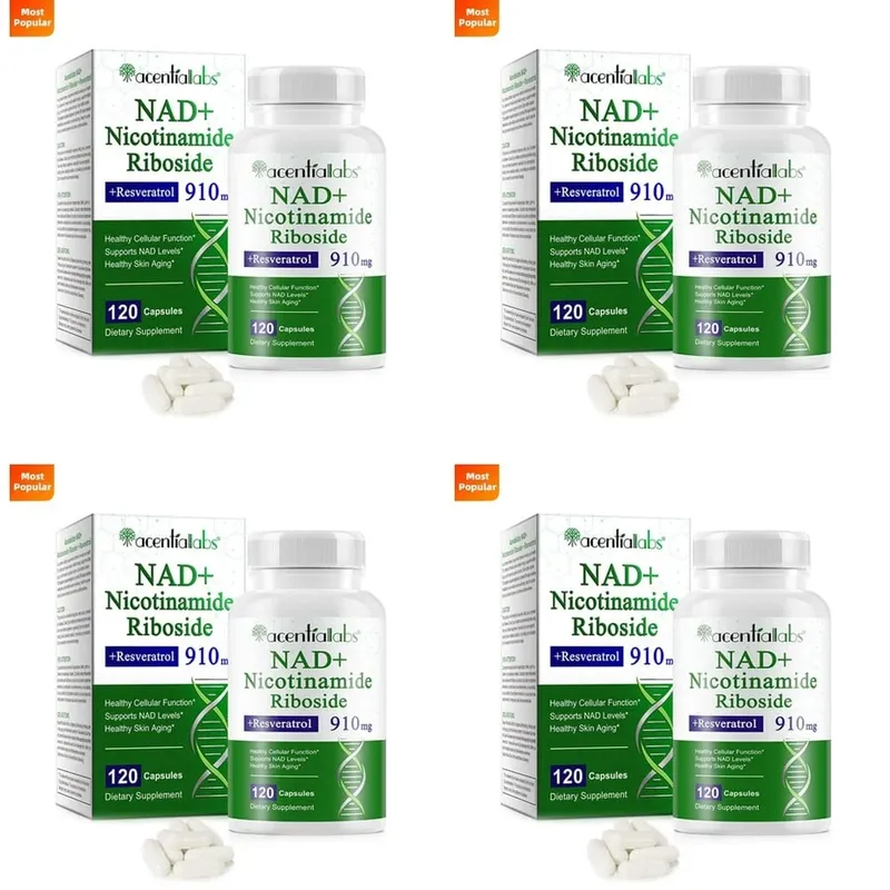 NAD+ Nicotinamide Riboside Capsules with Resveratrol & Quercetin for Cellular Health & NAD+ Levels Support Adults 120 Capsules