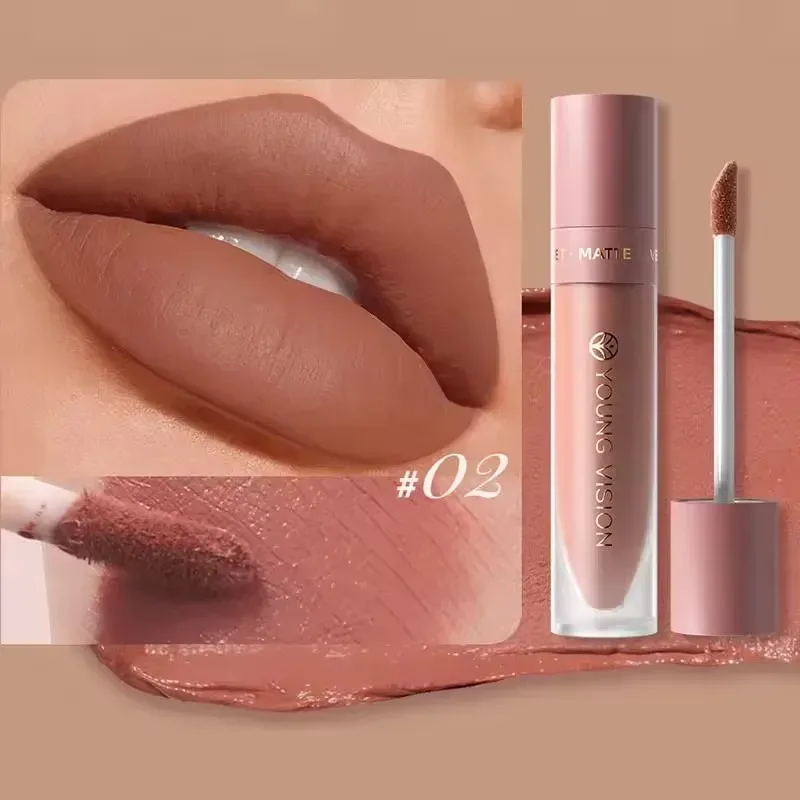 Batom labial fosco, 8 cores, suave, fácil de aplicar, tubo quadrado de brilho, veludo, à prova d'água, tridimensional, sexy, maquiagem de batom — image 16