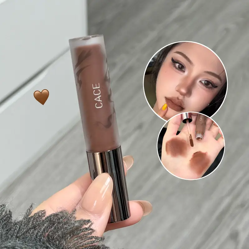 Punk Dark Brown Lip Mud Nude Matte สีส้มสีน้ำตาลลิปกลอส Raspberry Red Liquid ลิปสติก Waterproof Non Stick Cup Lip Tint แต่งหน้า