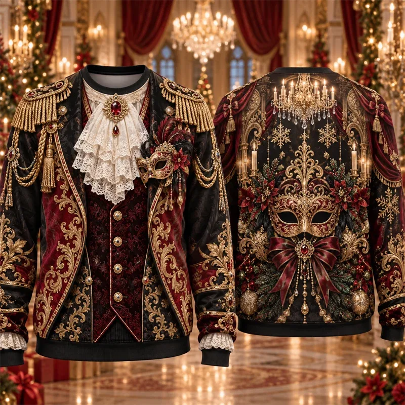 Christmas Fake Suit Tie Sweatshirt Men Vintage Tuxedo Blazer Bow Tie Graphic Crewneck Xmas Pullover Holiday Party Streetwear