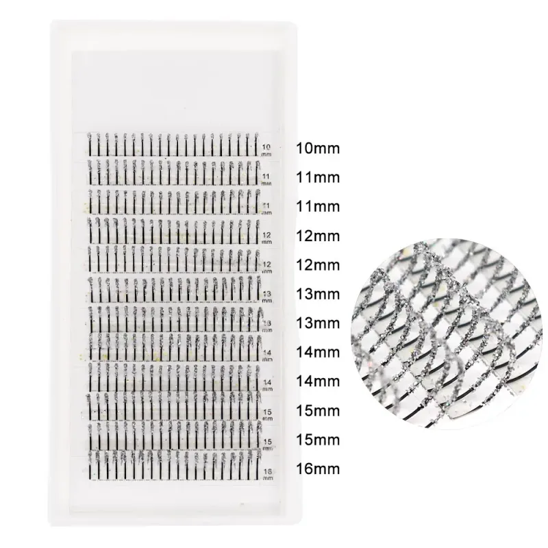 Golden Silver Fashion Glitter Eyelash Extensions Mix Length Individual Eyelash Extension False Eyelashes Glitter Silver — image 8