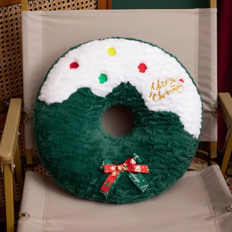 Bonito forma criativa travesseiro de natal macio recheado confortável gingerbread homem almofada sazonal padrão cintura almofada decoração para casa — image 2