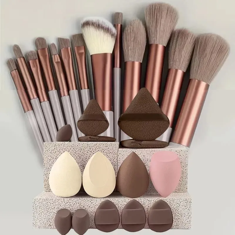 24 pçs conjuntos de pincéis de maquiagem pincéis cosméticos profissionais sobrancelha pó fundação sombras pinceaux compõem ferramentas