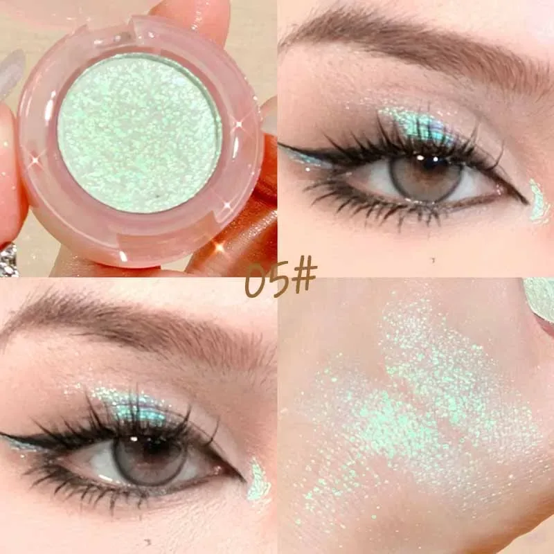 1 Pcs Monochrome High Gloss Waterproof Eye Shadow Peachy Pink Long Lasting Silky Easy To Color Diamond Shiny Eye Shadow Cosmetic