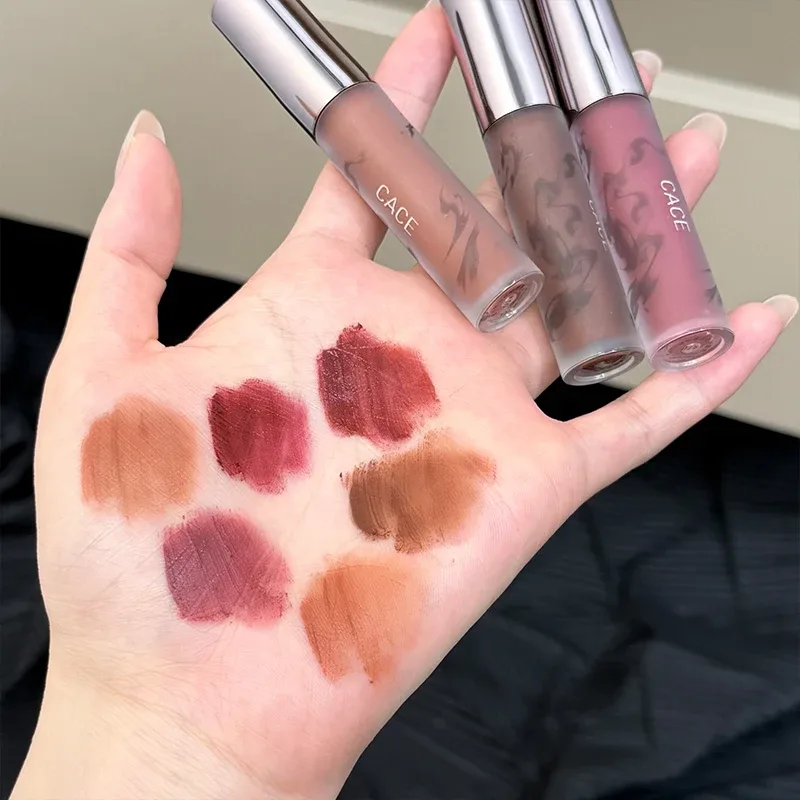 Punk Dark Brown Lip Mud Nude Matte สีส้มสีน้ำตาลลิปกลอส Raspberry Red Liquid ลิปสติก Waterproof Non Stick Cup Lip Tint แต่งหน้า