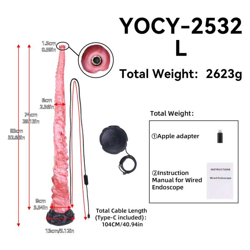 Anal Dilator Endoscope Camera Speculum 101cm Extreme Tentacle Dildo Silicone Butt Plug Training Anus Expansion 18+ Sex Toys — image 9