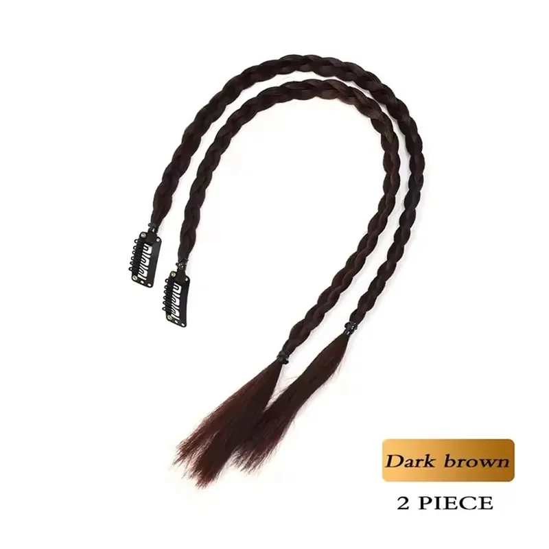 Synthetic 2pcs Braid Wig With Strong BB Clip Y2k Spice Girl Boxing Braid Ponytail Lightweight Box Braid Ponytail Piece for Women