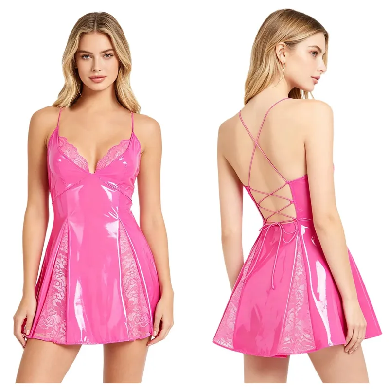 Nữ Ướt Nhìn Cao Su Da Bodycon Đầm Cao Cổ Dây Kéo Phía Trước Mini Bóng Cuồng Vũ Carnival Trình Diễn Trang Phục — image 6