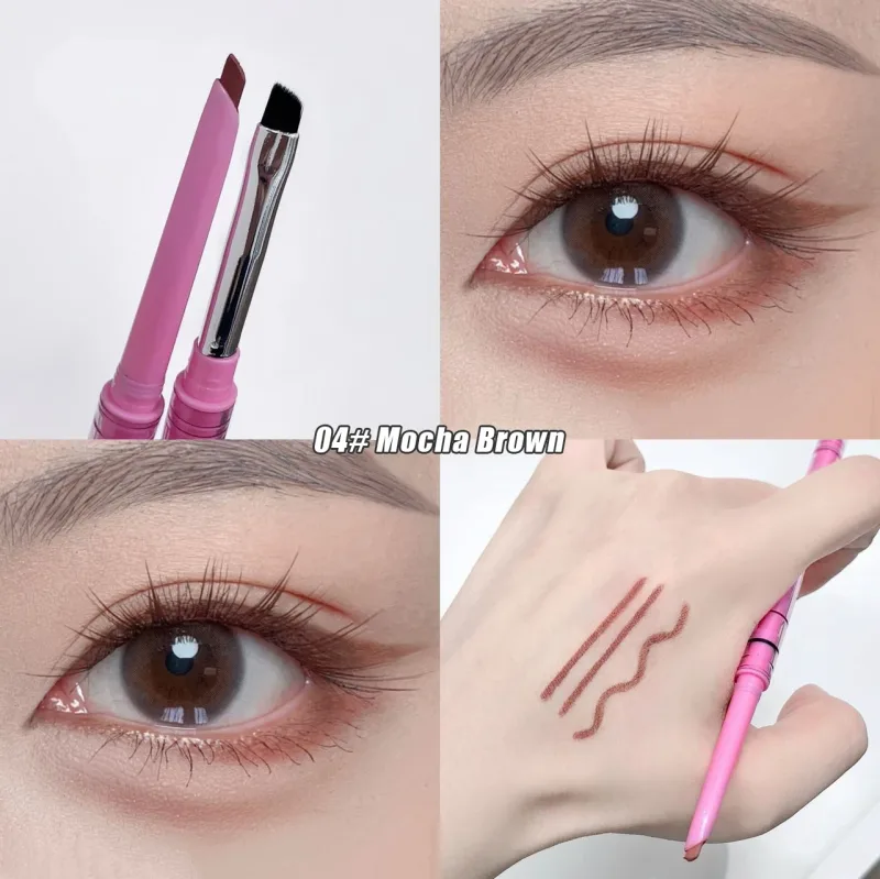 Double-headed Natural Black Eyeliner Gel na may Brush Smudge-Proof Waterproof Creamy Smooth Rose Pink para sa Brows at Under Eye Makeup