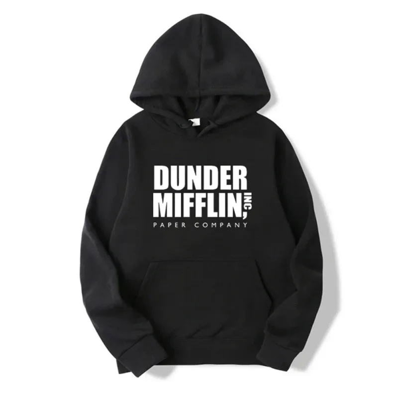 Dunder Mifflin Hoodie Paper Company Office TV Show Slogan Minimalist Aesthetic Grey Oversized Casual Sport Sweatshirts — image 6