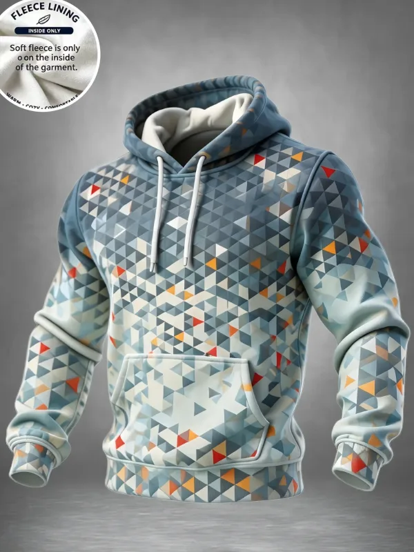 3D Print Fleece Hoodie Blue Spiral Grid Optical Illusion Pullover Long Sleeve Kangaroo Pocket Casual Sweatshirt Tops — image 4
