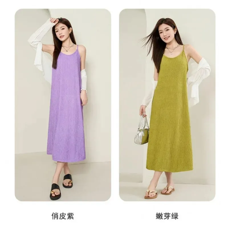 Original Black White ชิบะจีบกระโปรงแฟชั่นชุดกระชับสัดส่วนผู้หญิง Casual All-Match หลวม Drooping Dress — image 5
