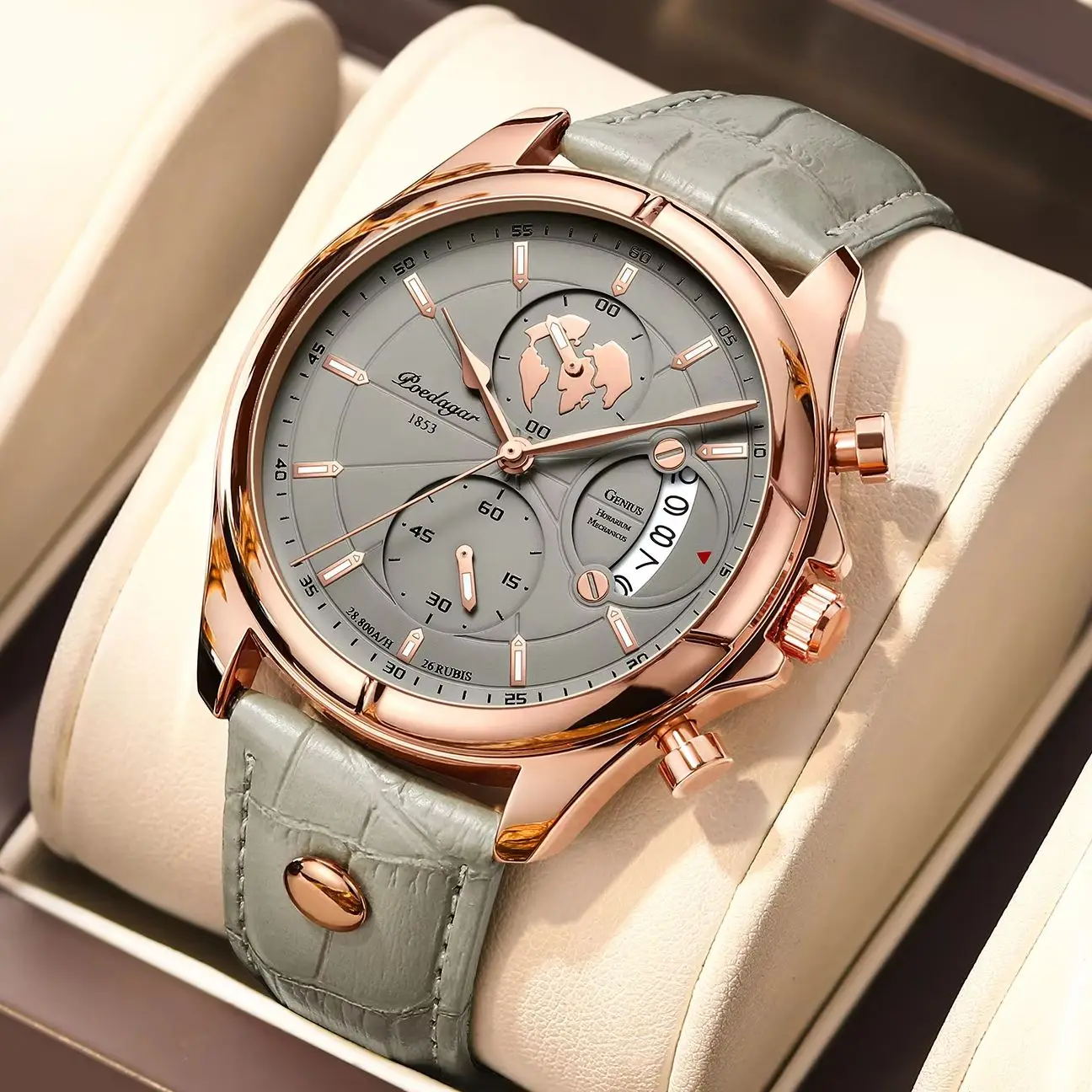 Luxury Original Man Watch Chronograph Date Waterproof Men Wristwatch Leather Quartz Business Sports Men's Watches Reloj — image 2