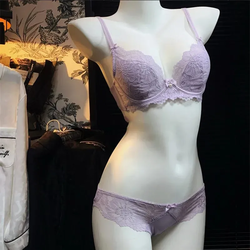 Ladies Embroidered Lace Bra Underwear Set with Soft Steel Hoop Soft and Breathable Two Piece Set Close Fitting Underwear — image 4