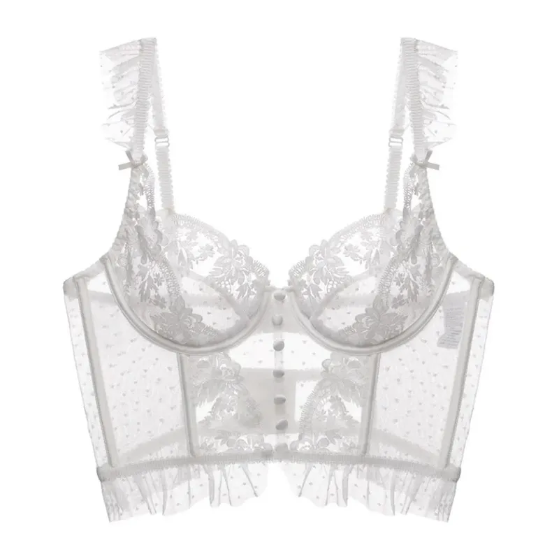 Set Pakaian Dalam Wanita 2 Keping Bodysuit Selesa Push Up Bra Set Seluar Dalam Bra Renda Bunga untuk Perkahwinan Setiap Hari Pakai Pakaian Tidur — image 5