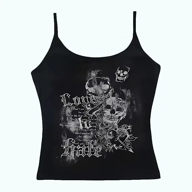 Women Gothic Spider Web Print Cami Tank Top Sleeveless Spaghetti Strap Y2K Slim Cropped Camisole Dark Punk Streetwear Tops — image 9