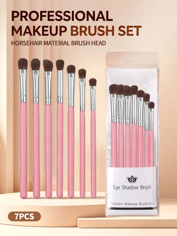 7Pcs Professional Eye Shadow Brush Set Horse Hair Eyeshadow Makeup Brushes Kit For Eye Blending Shading Cosmetic Makeup Tools — image 10