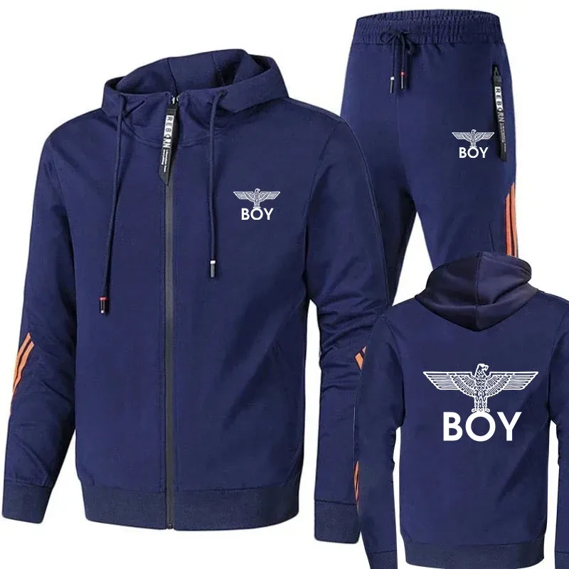 2026BOY Mini Eagle Logo Casual Hooded Sports Set Men's Women's Two-Piece Set Drawstring Pants Streetwear Comfortable Fitness Out — image 2
