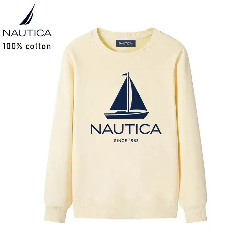 Nautica American classic sailing yacht logo printed men's and women's high-quality pure cotton loose-fitting men's sweatshirt — image 6