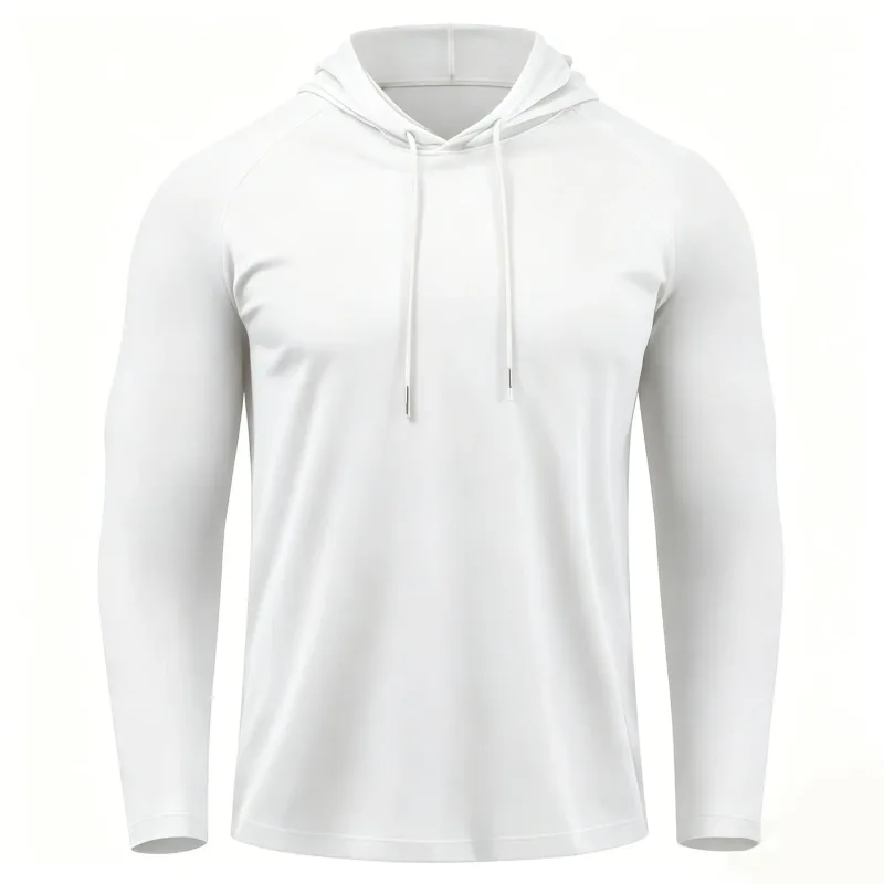 Men's Sun Protection Shirts Long Sleeve Hoodies Solid Quick Dry T-shirt Mens Bodybuilding Fitness Muscle Sportwear Gym Clothing — image 10