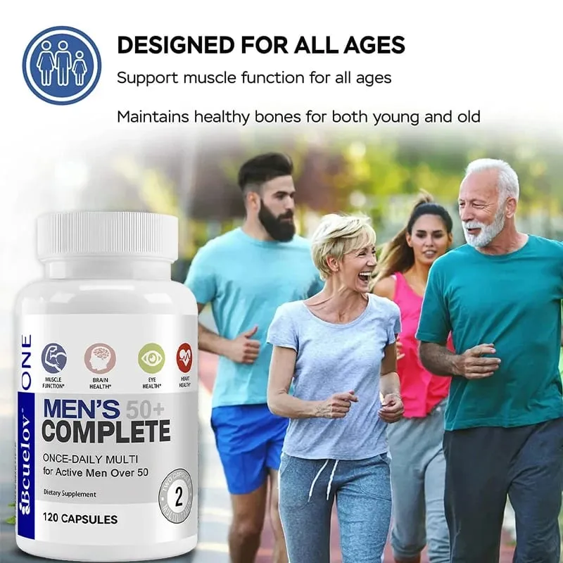 Fórmula super multivitamínica diária masculina de alta potência para mais de 50 anos para o cérebro, olhos e saúde do coração Vitaminas A C D E K B1 a B12 sem glúten