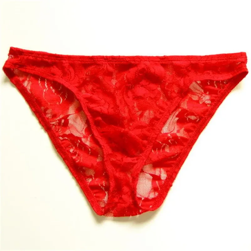 Sexy Men Lace Transparent Briefs Perspective Underwear Hollow Out Rose Mesh Low Rise Male Panties — image 6