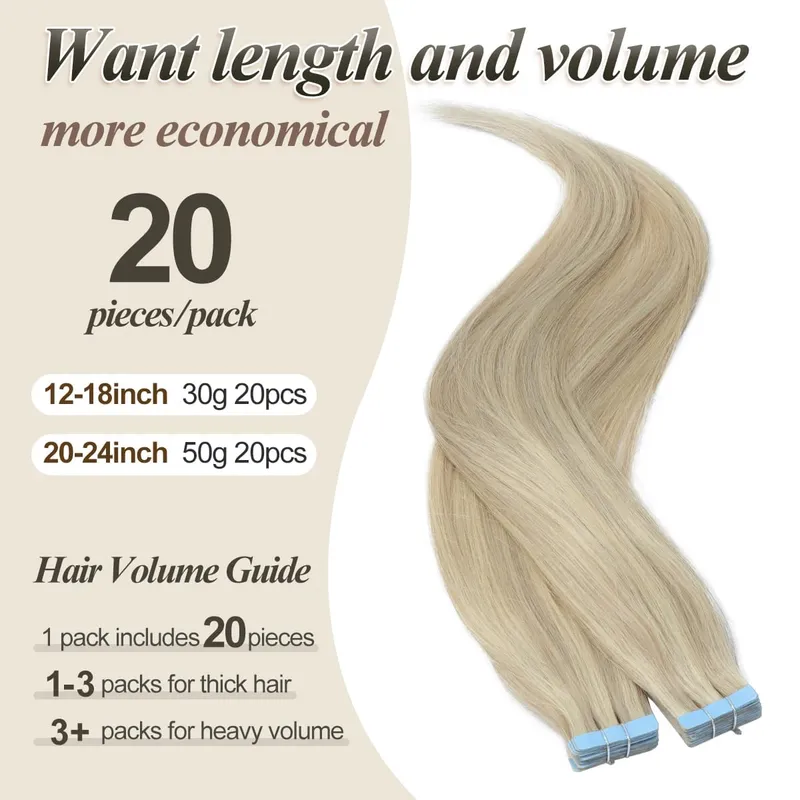 Tape in Hair Extensions Human Hair 12-20 Inch 30g 20pcs Skin Weft Seamless Tape in Real Remy Straight Hair for Women Daily Use