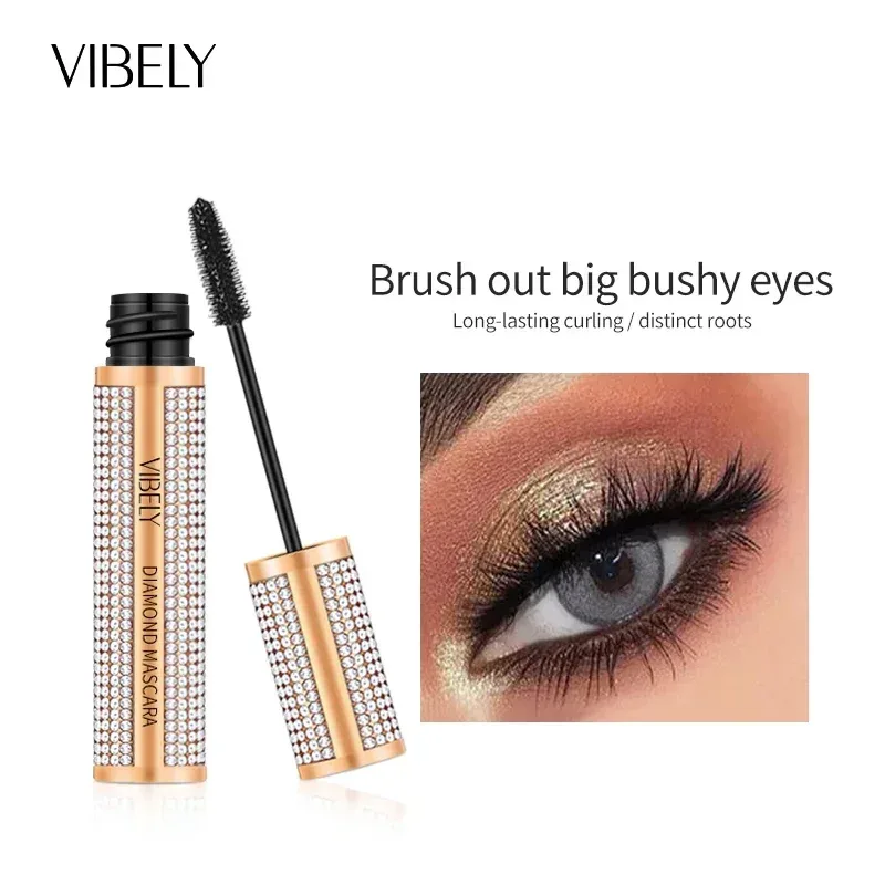 Diamond 4D Mascara Silk Fiber مقاوم للماء طويل رمش تمديد إطالة سميكة الماسكارا السوداء منتجات مكياج العين مستحضرات التجميل — image 3