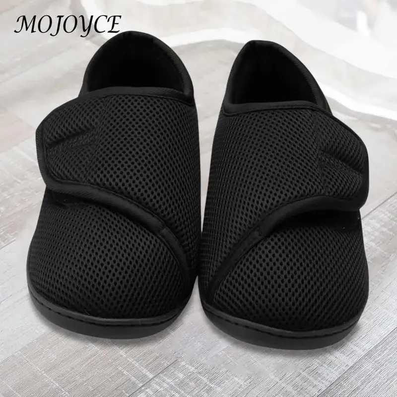 Unisex-Schuhe für Diabetiker, breite Wanderschuhe mit verstellbarem Verschluss, orthopädische Slip-On-Schuhe, Klett-Sneaker für ältere Menschen