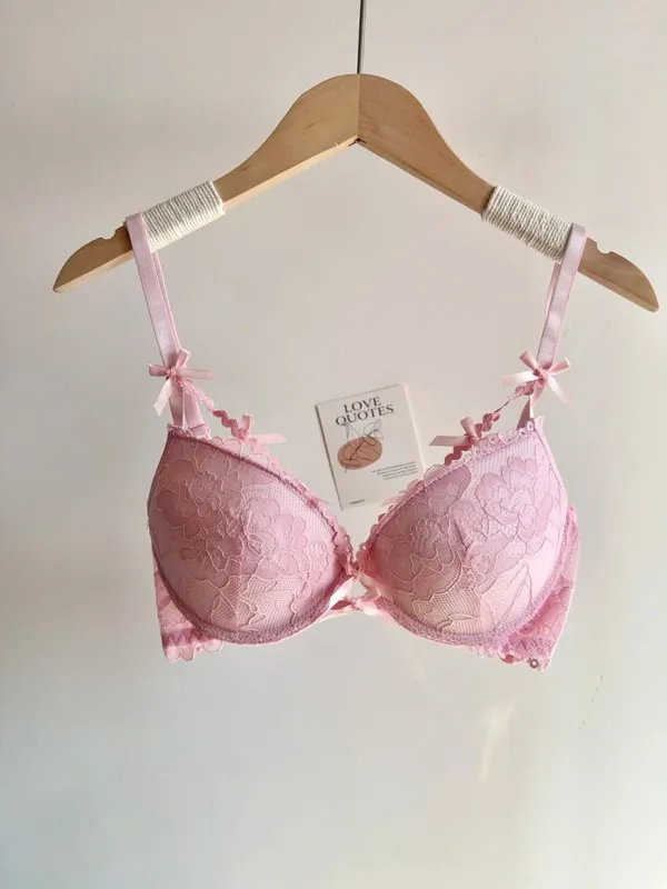 セクシーなWomen Wedding Red Lace Lingerie Set Bowknot Design Push Up Bra Small Bust Pure Style Party Intimate Underwear Suit 32-38AB — image 11