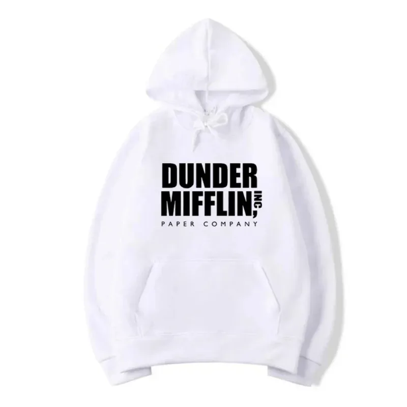 Dunder Mifflin Hoodie Paper Company Office TV Show Slogan Minimalist Aesthetic Grey Oversized Casual Sport Sweatshirts — image 2