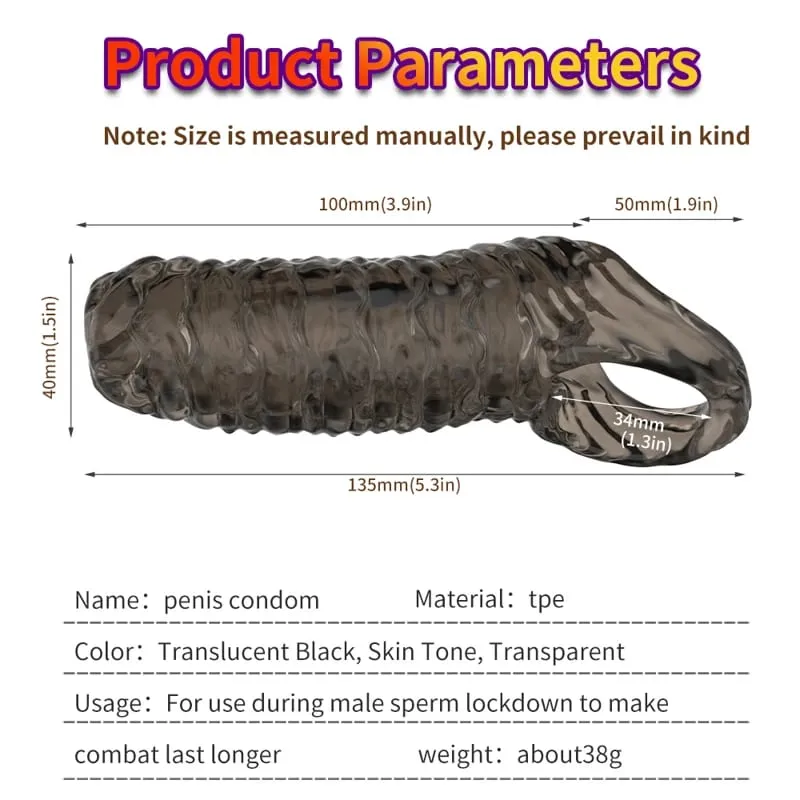 Penis Extender Condom Silicone Reusable Penis Sleeve Glans Enlarger Delay Ejaculation Cockring Adult Sex Toys For Men Couples — image 5