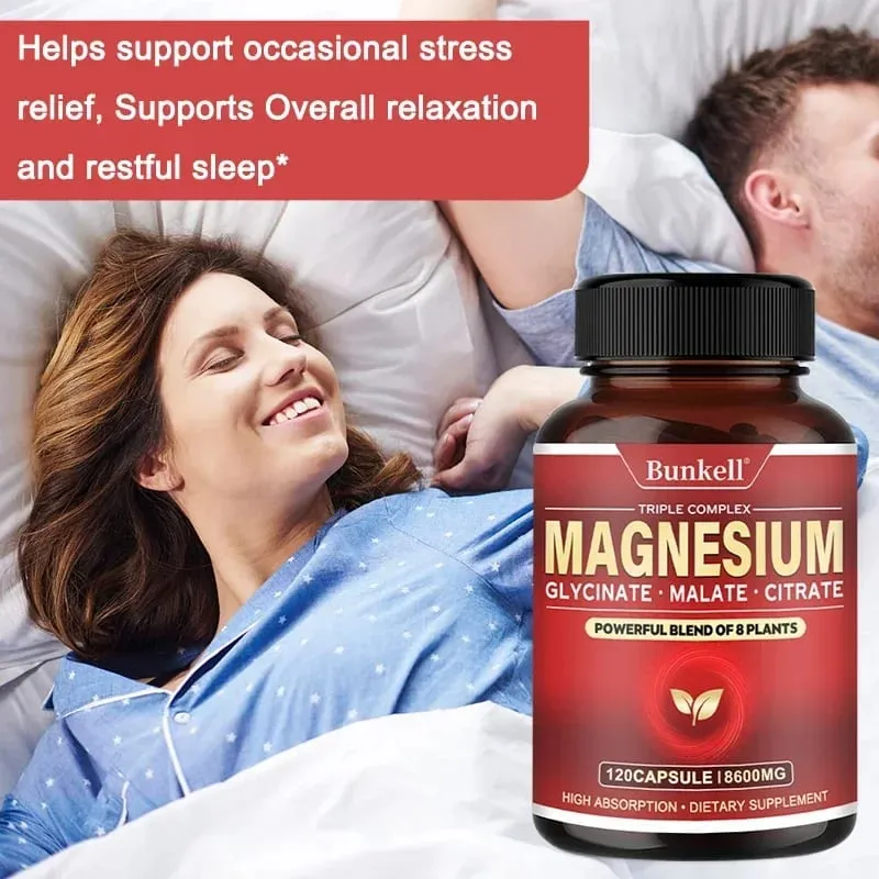 High Absorption Magnesium Glycinate Malate Citrate 100% Chelated Non-GMO Vegetarian Gluten Free 8 600 Mg 120 Capsules