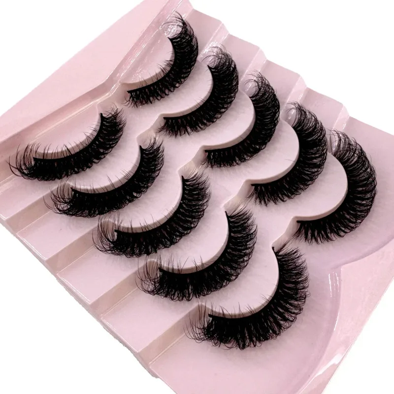 New Cat Eye Lashes 5/7/10 pairs 3D Faux Mink Eyelashes Winged Fluffy Fake Lashes Soft Natural long Full Strip Lash Make — image 26