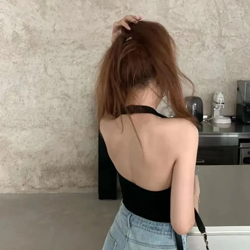 Yeni Poliamid Halter Tank Top Asılı Boyun Yelek Kolsuz Üst Askı Kolsuz Kolsuz Halter Üst Kadın — image 6
