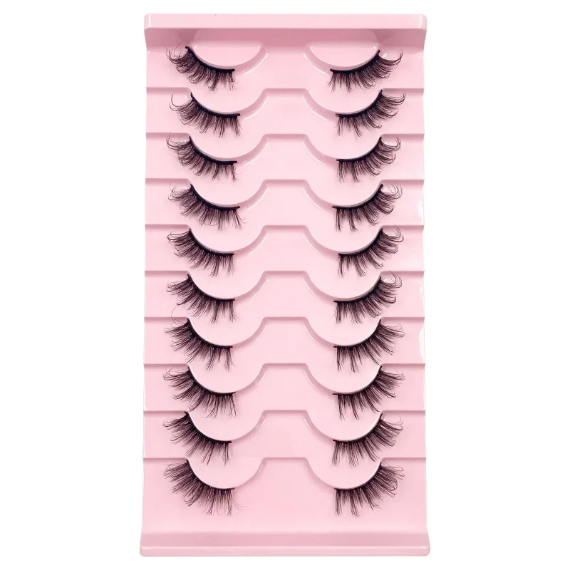 Bulu Mata Setengah Mata Kucing 3D 10 Pasang Bulu Mata Setengah Batang Bening Alami Ekstensi Bulu Mata Palsu Makeup Yang Dijamin Palsu Maquiag — image 19
