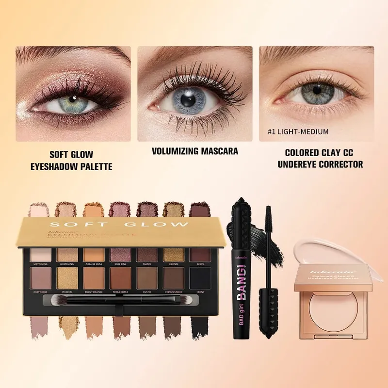 3 قطعة/المجموعة CC التغطية الكاملة Undereye اللون مصحح توهج عينيه لوحات تكثيف الماسكارا دائم الجمال عيون ماكياج كيت