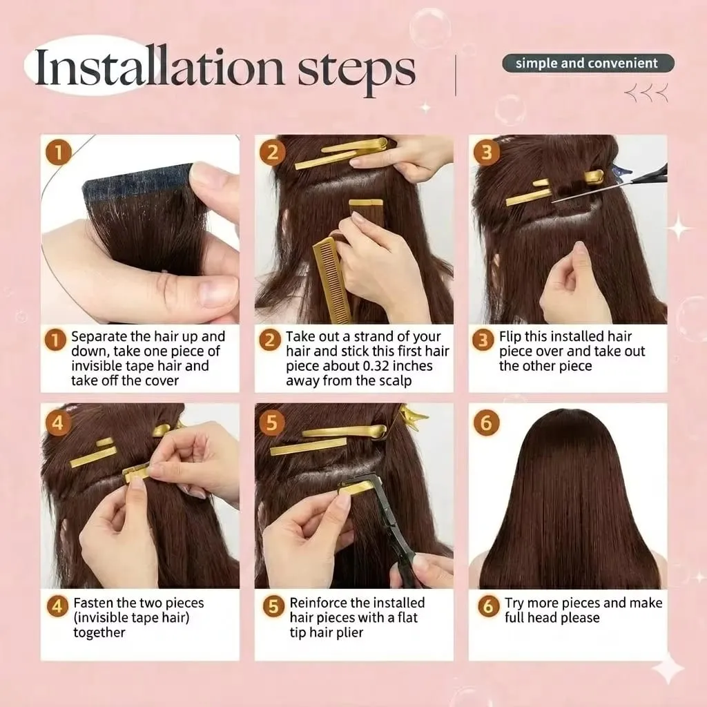 Tape In Hair Extensions Straight 100% Human Hair 16A 50 300G Color Adhesive Replaceable Seamless Skin Weft brown Tape 21 pcs For Women — image 6