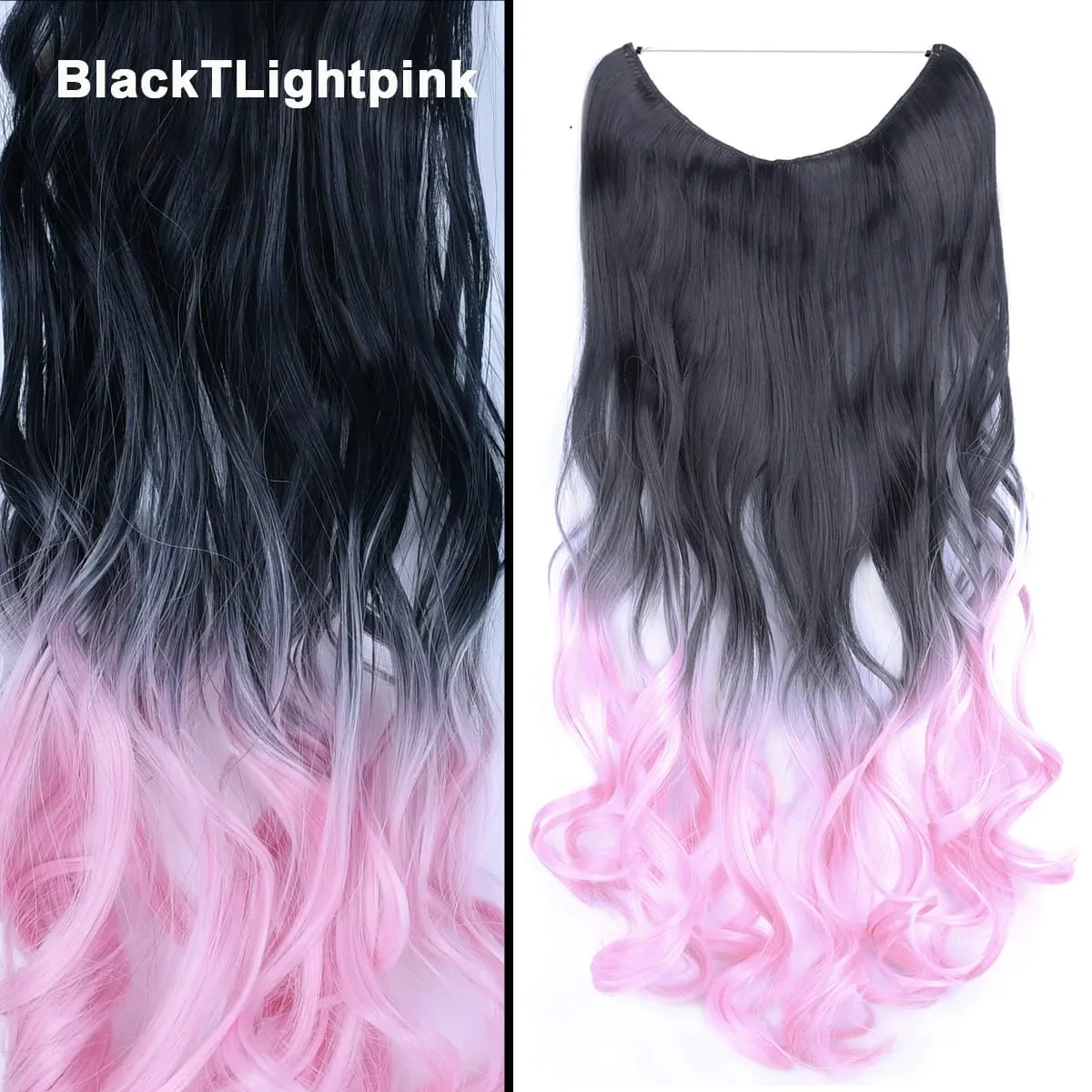 Jeedou Wavy Hair Extension Elasticity Invisible Wire Fish Line One Piece No Clips Synthetic Hairpieces Ombre Color For Ladies — image 40